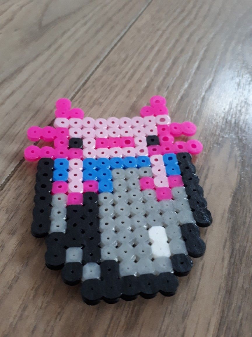 Minecraft Inspired Axolotl Perler Bead Keychain 